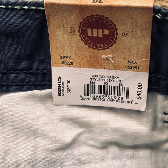 Urban Pipeline Blue Ripstop Cargo Shorts Classic 11" Inseam 100% Cotton Size 30 - Picture 5 of 5